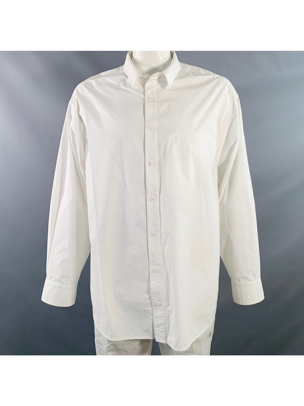 ENTIRE STUDIOS Size XXXL White Cotton One Pocket Long Sleeve Shirt
